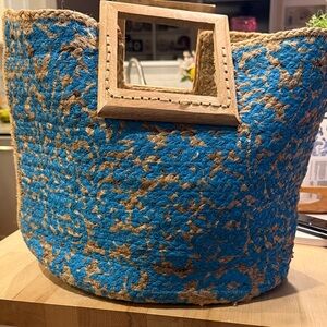 Antik Kraft Tan and Blue Woven Tote